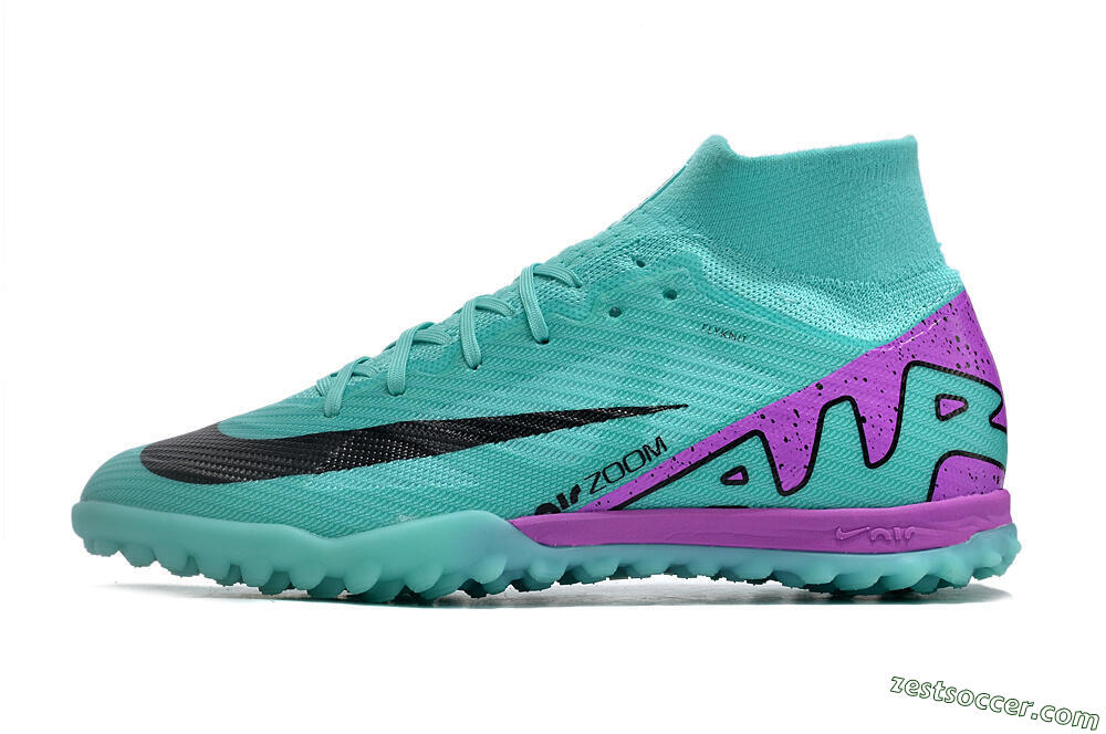 Nike Air Zoom Mercurial Superfly 9 Elite TF High-Tops Soccer Shoes - Blue/Black/Purple 2
