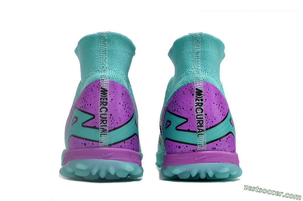 Nike Air Zoom Mercurial Superfly 9 Elite TF High-Tops Soccer Shoes - Blue/Black/Purple 5