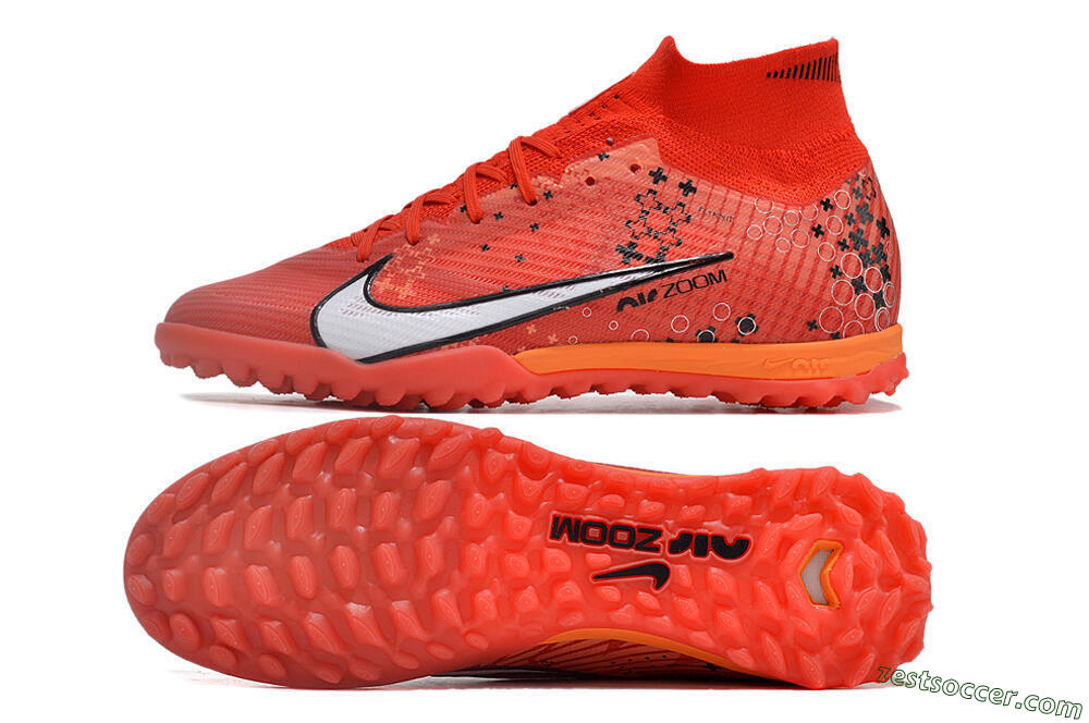 Nike Air Zoom Mercurial Superfly 9 Elite TF High-Tops Soccer Shoes - Red/White/Black 1