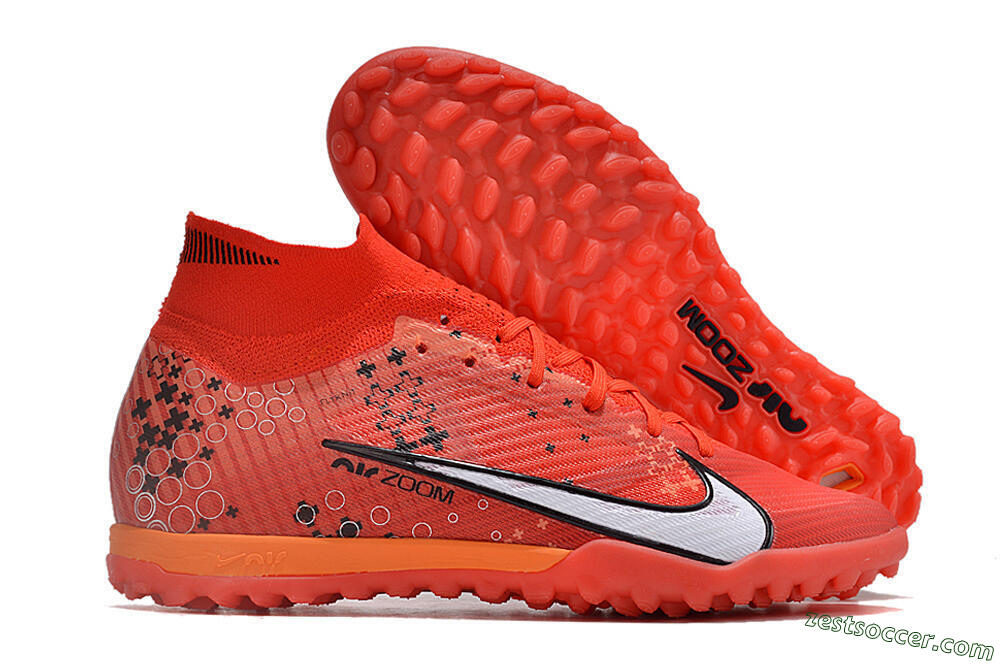 Nike Air Zoom Mercurial Superfly 9 Elite TF High-Tops Soccer Shoes - Red/White/Black 0