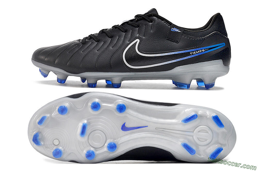 Nike Tiempo Legend 10 Academy FG Low-Tops Soccer Cleats - Black/White/Blue 1