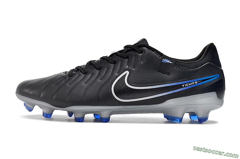Nike Tiempo Legend 10 Academy FG Low-Tops Soccer Cleats - Black/White/Blue 2