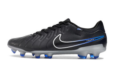 Nike Tiempo Legend 10 Academy FG Low-Tops Soccer Cleats - Black/White/Blue