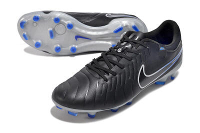 Nike Tiempo Legend 10 Academy FG Low-Tops Soccer Cleats - Black/White/Blue