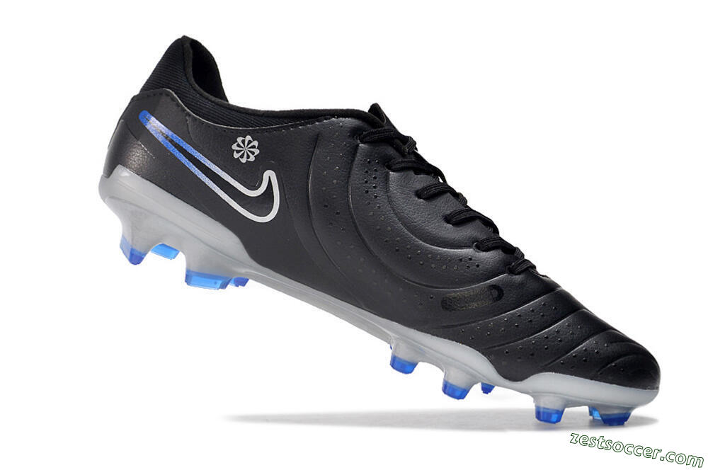 Nike Tiempo Legend 10 Academy FG Low-Tops Soccer Cleats - Black/White/Blue 4
