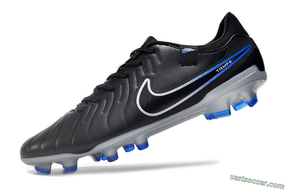 Nike Tiempo Legend 10 Academy FG Low-Tops Soccer Cleats - Black/White/Blue 5