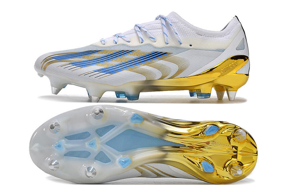 Adidas X Crazyfast.1 SG Low-Tops Soccer Cleats - White/Blue/Gold 1