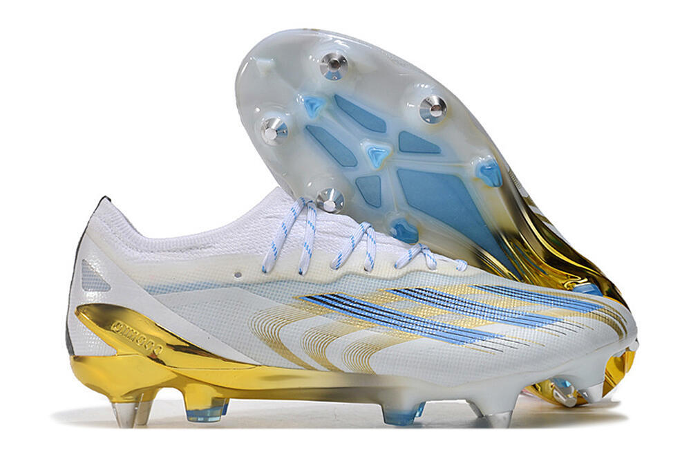 Adidas X Crazyfast.1 SG Low-Tops Soccer Cleats - White/Blue/Gold 0