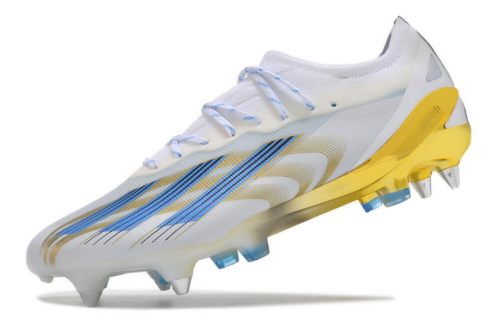 Adidas X Crazyfast.1 SG Low-Tops Soccer Cleats - White/Blue/Gold 5