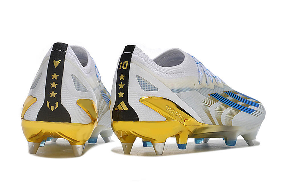 Adidas X Crazyfast.1 SG Low-Tops Soccer Cleats - White/Blue/Gold 6