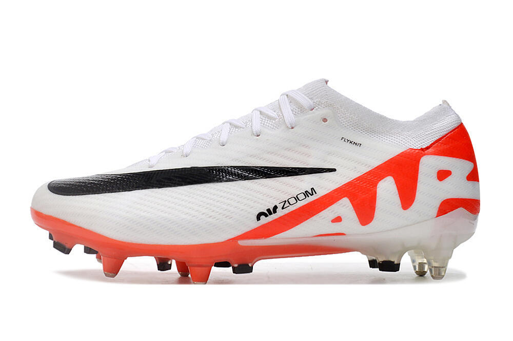 Nike Air Zoom Mercurial Vapor 15 Elite SG Low-Tops Soccer Cleats - White/Black/Red 2