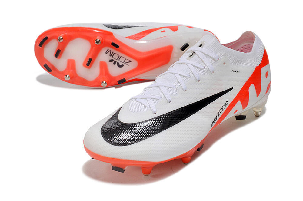 Nike Air Zoom Mercurial Vapor 15 Elite SG Low-Tops Soccer Cleats - White/Black/Red 3