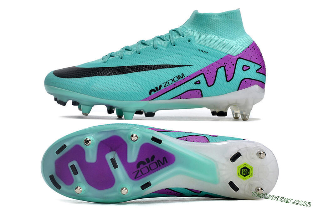 Nike Air Zoom Mercurial Superfly 9 Elite SG High-Tops Soccer Cleats - Blue/Purple/Black 1