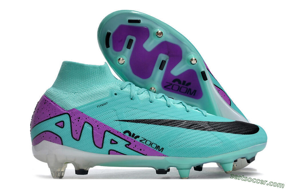 Nike Air Zoom Mercurial Superfly 9 Elite SG High-Tops Soccer Cleats - Blue/Purple/Black 0