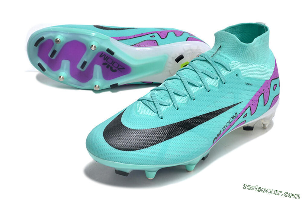 Nike Air Zoom Mercurial Superfly 9 Elite SG High-Tops Soccer Cleats - Blue/Purple/Black 3