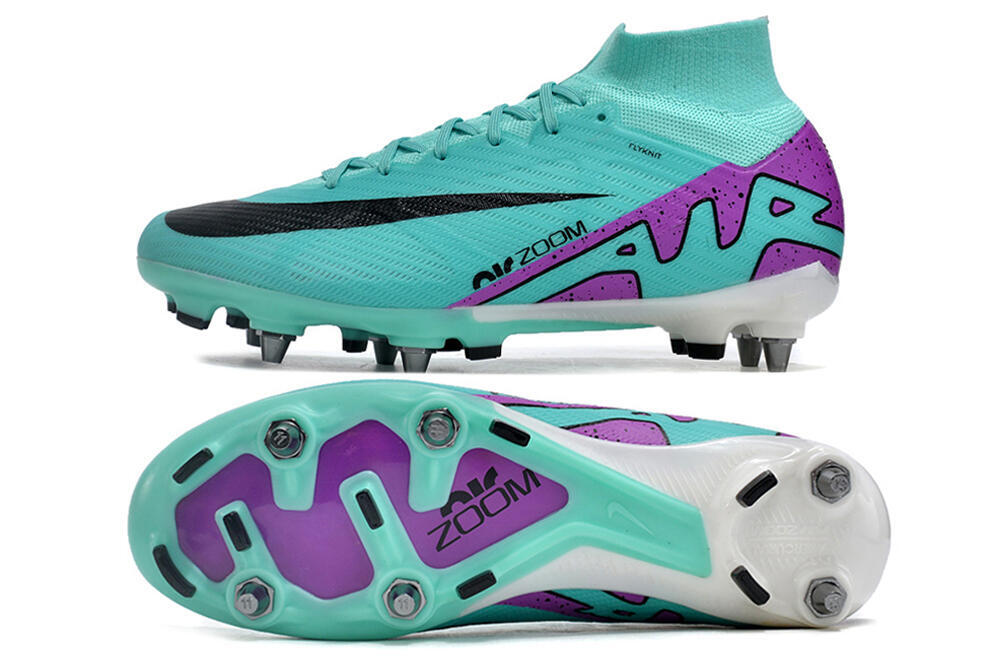 Nike Air Zoom Mercurial Superfly 9 Elite SG High-Tops Soccer Cleats - Blue/Purple/Black 1
