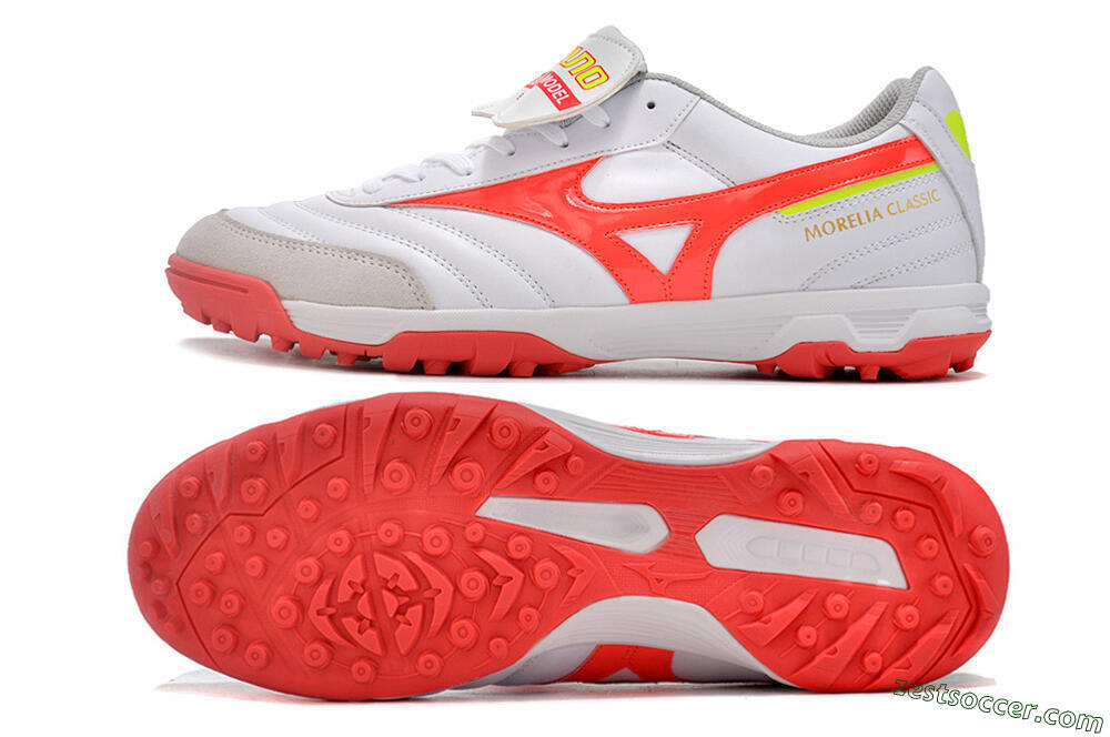 Mizuno Morelia Classic TF Low-Tops Soccer Shoes - White/Red/Green 1