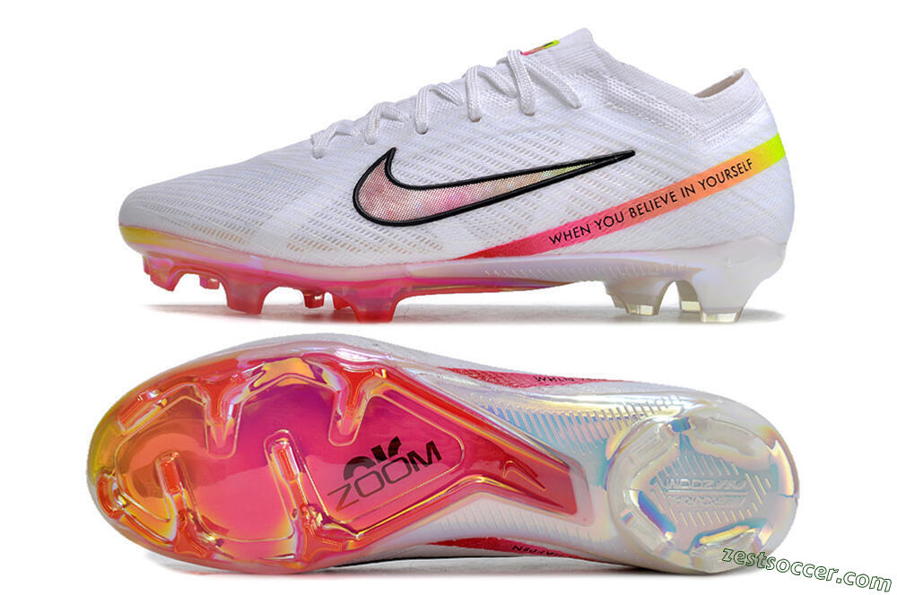 Nike Air Zoom Mercurial Vapor 15 Elite FG Low-Tops Soccer Cleats - White/Pink/Black 1