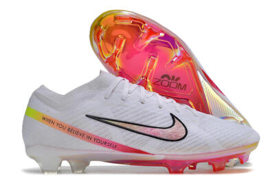 Nike Air Zoom Mercurial Vapor 15 Elite FG Low-Tops Soccer Cleats - White/Pink/Black