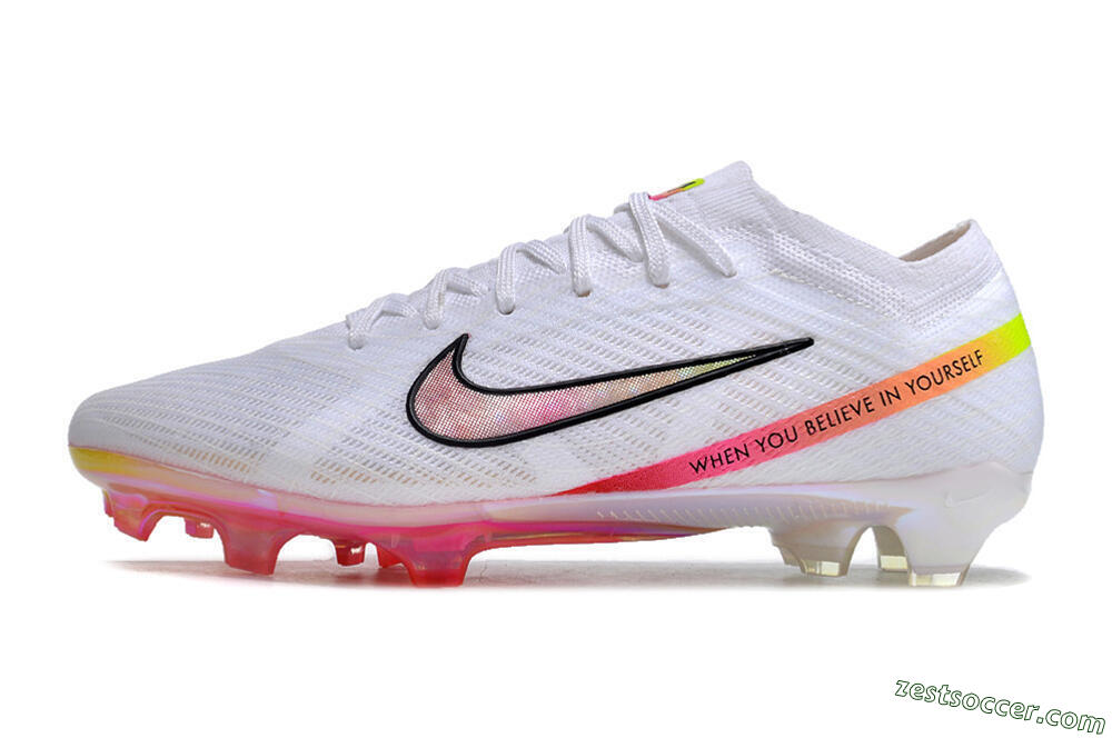 Nike Air Zoom Mercurial Vapor 15 Elite FG Low-Tops Soccer Cleats - White/Pink/Black 2
