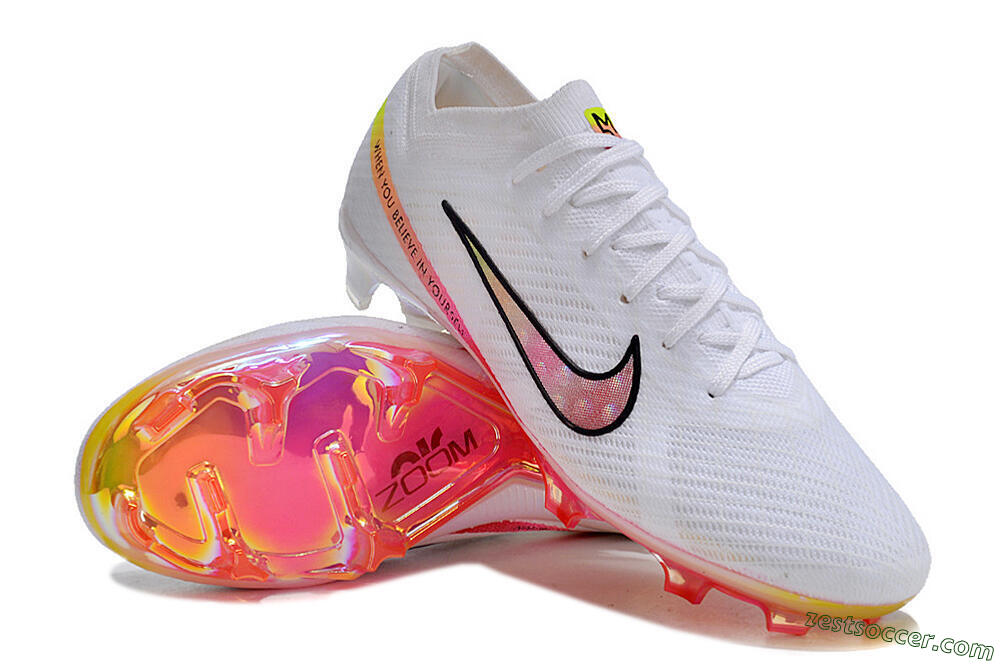 Nike Air Zoom Mercurial Vapor 15 Elite FG Low-Tops Soccer Cleats - White/Pink/Black 3