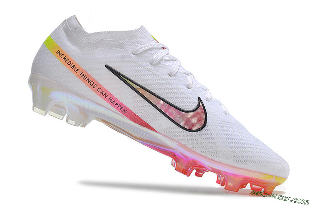 Nike Air Zoom Mercurial Vapor 15 Elite FG Low-Tops Soccer Cleats - White/Pink/Black 4