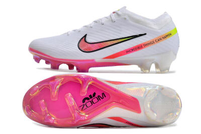 Nike Air Zoom Mercurial Vapor 15 Elite FG Low-Tops Soccer Cleats - White/Pink/Black/Yellow