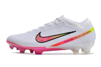 Nike Air Zoom Mercurial Vapor 15 Elite FG Low-Tops Soccer Cleats - White/Pink/Black/Yellow