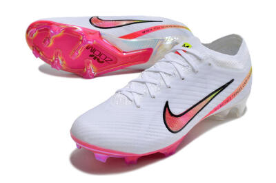 Nike Air Zoom Mercurial Vapor 15 Elite FG Low-Tops Soccer Cleats - White/Pink/Black/Yellow
