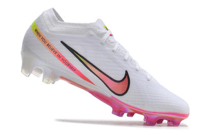 Nike Air Zoom Mercurial Vapor 15 Elite FG Low-Tops Soccer Cleats - White/Pink/Black/Yellow