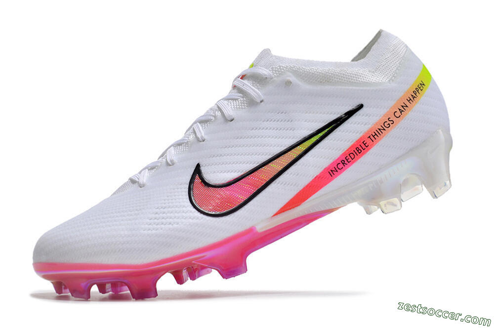 Nike Air Zoom Mercurial Vapor 15 Elite FG Low-Tops Soccer Cleats - White/Pink/Black/Yellow 5