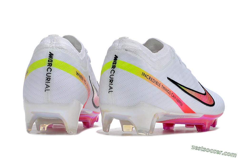 Nike Air Zoom Mercurial Vapor 15 Elite FG Low-Tops Soccer Cleats - White/Pink/Black/Yellow 6