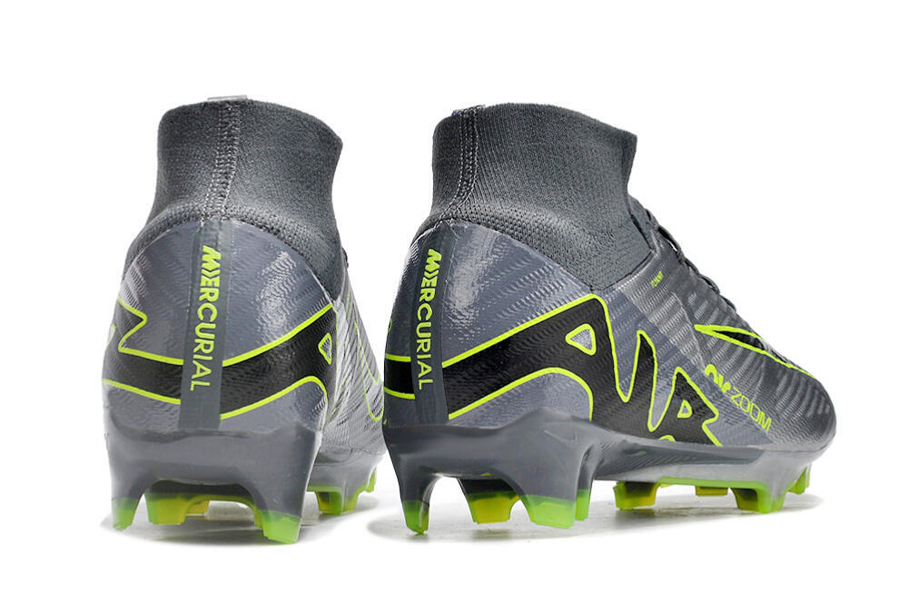 Nike Air Zoom Mercurial Superfly 9 Elite FG High-Tops Soccer Cleats - Grey/Silver/Black/Green 6