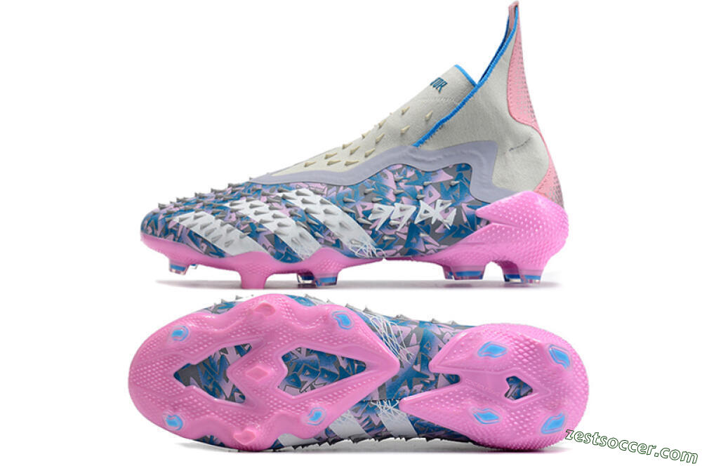 Adidas Predator Freak+ FG High-Tops Soccer Cleats - Blue/Pink/White/Grey 1