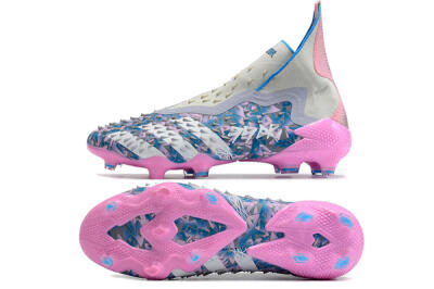 Adidas Predator Freak+ FG High-Tops Soccer Cleats - Blue/Pink/White/Grey
