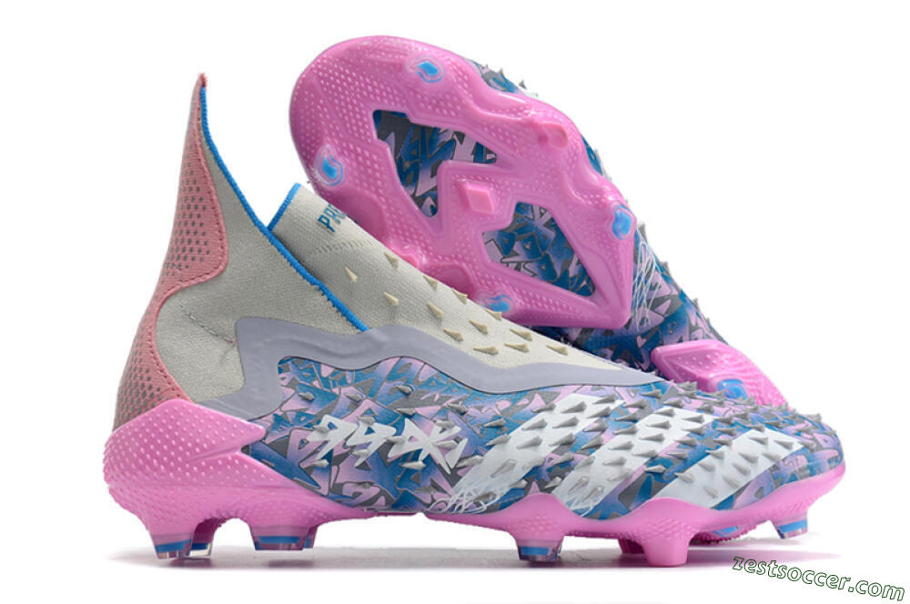 Adidas Predator Freak+ FG High-Tops Soccer Cleats - Blue/Pink/White/Grey 0