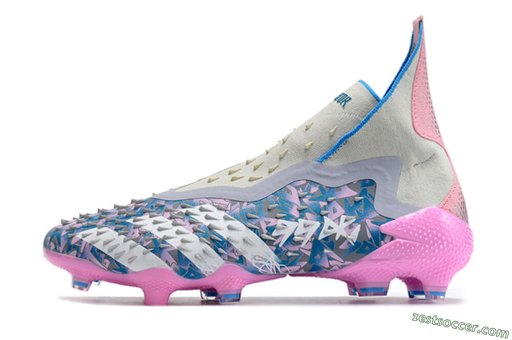 Adidas Predator Freak+ FG High-Tops Soccer Cleats - Blue/Pink/White/Grey 2