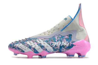 Adidas Predator Freak+ FG High-Tops Soccer Cleats - Blue/Pink/White/Grey