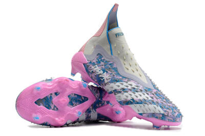 Adidas Predator Freak+ FG High-Tops Soccer Cleats - Blue/Pink/White/Grey