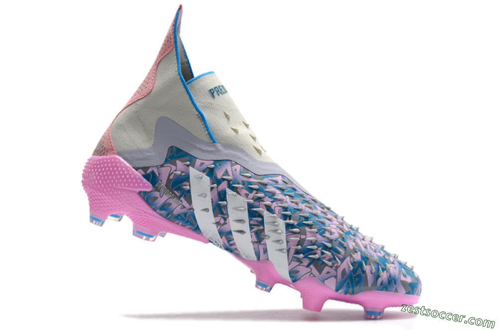 Adidas Predator Freak+ FG High-Tops Soccer Cleats - Blue/Pink/White/Grey 4
