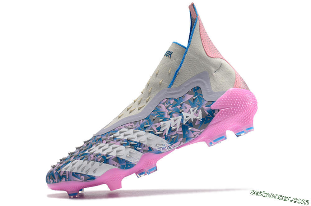 Adidas Predator Freak+ FG High-Tops Soccer Cleats - Blue/Pink/White/Grey 5