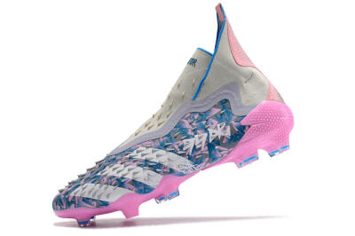 Adidas Predator Freak+ FG High-Tops Soccer Cleats - Blue/Pink/White/Grey