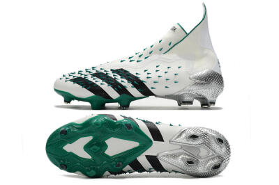 Adidas Predator Freak+ FG High-Tops Soccer Cleats - White/Black/Green