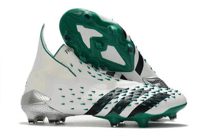 Adidas Predator Freak+ FG High-Tops Soccer Cleats - White/Black/Green