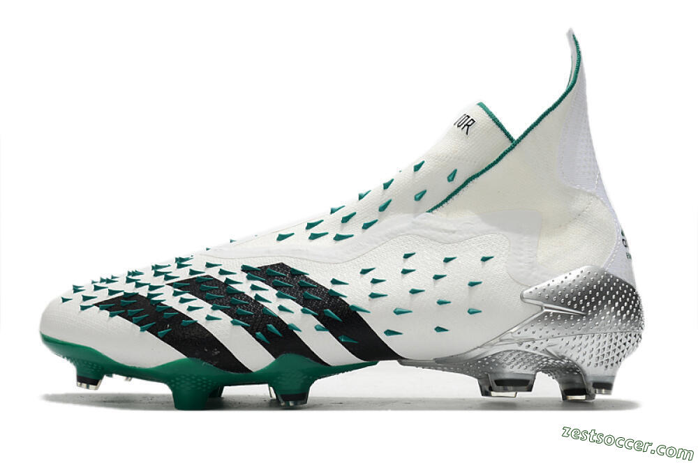 Adidas Predator Freak+ FG High-Tops Soccer Cleats - White/Black/Green 2