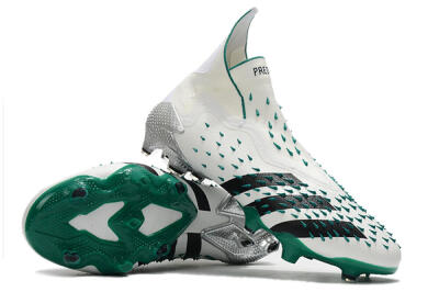 Adidas Predator Freak+ FG High-Tops Soccer Cleats - White/Black/Green