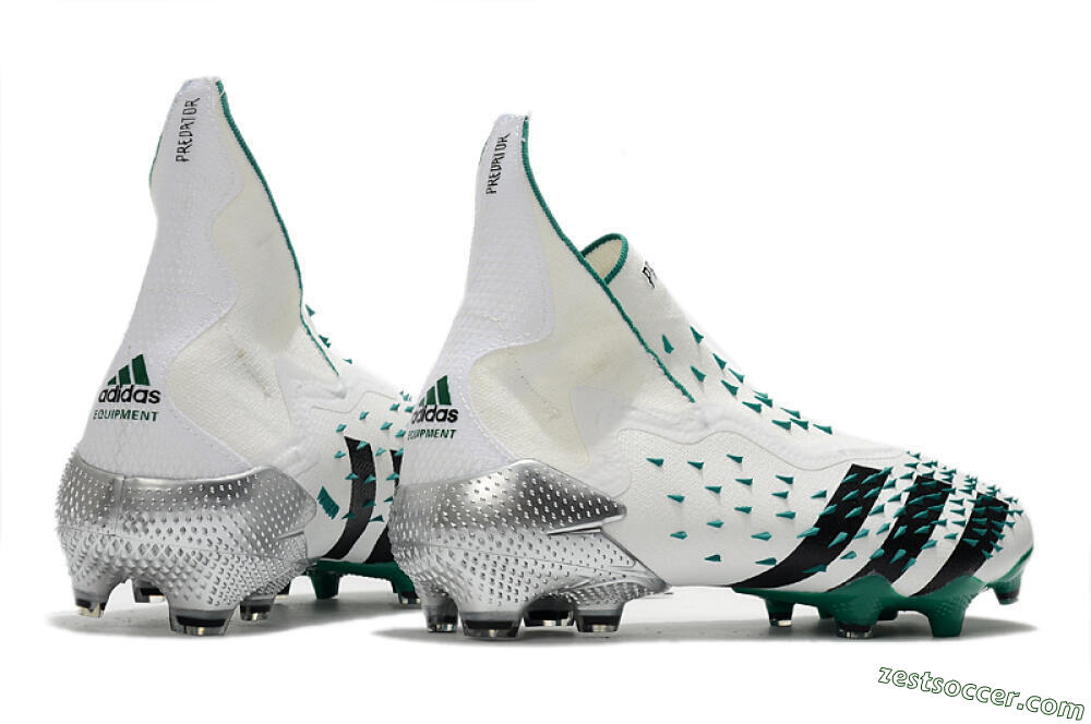 Adidas Predator Freak+ FG High-Tops Soccer Cleats - White/Black/Green 6