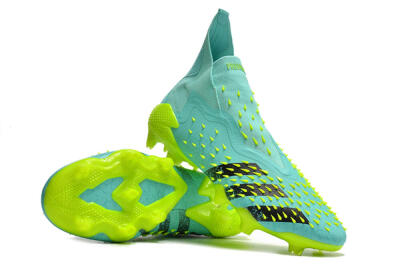 Adidas Predator Freak+ FG High-Tops Soccer Cleats - Blue/Black/Green