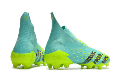 Adidas Predator Freak+ FG High-Tops Soccer Cleats - Blue/Black/Green