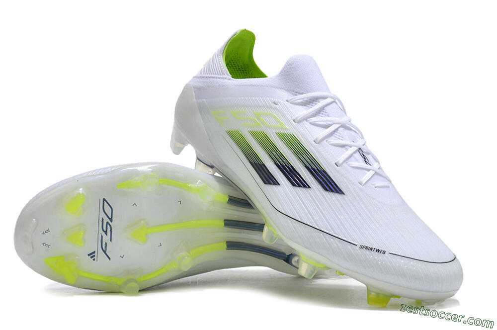 Adidas F50 Adizero FG Low-Tops Soccer Cleats - White/Black/Yellow 3
